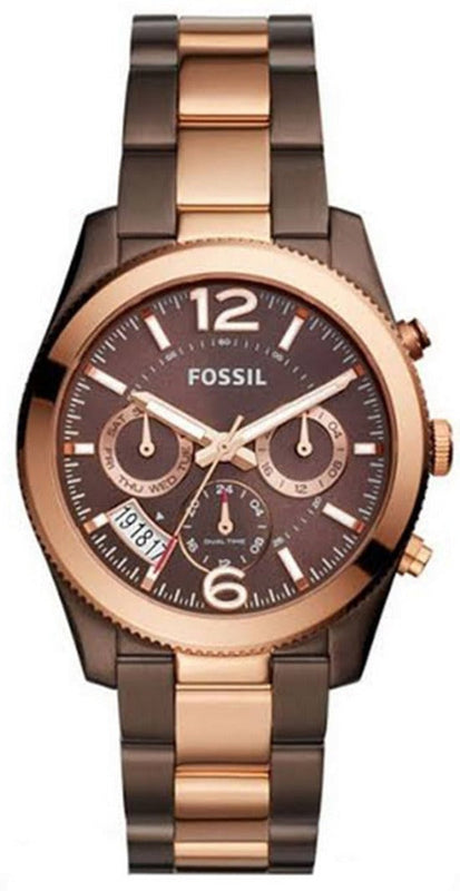 Fossil Perfect Boyfriend Multifunction Brown Dial Two Tone Steel Strap Watch for Women - ES4284 Buy Now By Fossil