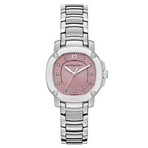 Burberry The Britain Diamonds Pink Dial Silver Steel Strap Watch for Women - BBY1805 Buy Now By Burberry