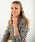 Emporio Armani Gianni T-Bar Crystals Silver Dial Rose Gold Steel Strap Watch For Women - AR11446 Buy Now By Emporio Armani