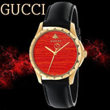 Gucci G Timeless Coral Red Dial Black Leather Strap Watch For Men - YA126464 Buy Now By Gucci