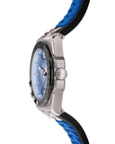 Versace Chain Reaction Quartz Blue Dial Blue & Black Leather Strap Watch for Men - VEDY00119 Buy Now By Versace