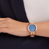Swarovski Daytime Glittering Blue Dial Rose Gold Steel Strap Watch for Women - 5182277 Buy Now By Swarovski