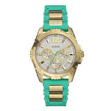 Guess Intrepid 2 Silver Dial Two Tone Rubber Strap Watch For Women - W0325L4 Buy Now By Guess