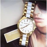 Michael Kors Slim Runway Quartz White Dial Two Tone Steel Strap Watch For Women - MK4295 Buy Now By Michael Kors