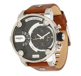 Diesel SBA Dual Time Black Dial Brown Leather Strap Watch For Men - DZ7264 Buy Now By Diesel