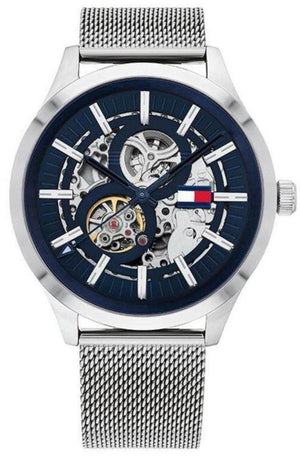 Tommy Hilfiger Spencer Skeleton Black Dial Silver Mesh Bracelet Watch for Men - 1791643 Buy Now By Tommy Hilfiger