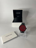 Calvin Klein Even Maroon Dial Black Leather Strap Watch for Men - K7B214CP Buy Now By Calvin Klein