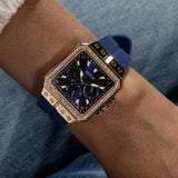 Guess Libra Crystals Blue Dial Blue Silicone Strap Watch For Women - GW0618L2 Buy Now By Guess