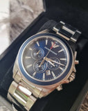 Emporio Armani Sportivo Chronograph Blue Dial Silver Steel Strap Watch For Men - AR6091 Buy Now By Emporio Armani