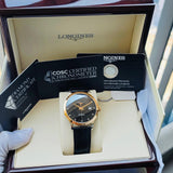 Longines Record Black Dial Black Leather Strap Watch for Men - L2.821.5.57.2 Buy Now By Longines