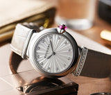 Bvlgari LVCEA Diamonds Silver Mother of Pearl Dial Silver Leather Strap Watch for Women - LVCEA103367 Buy Now By Bvlgari