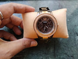 Fossil Stella Multifunction Brown Dial Two Tone Steel Strap Watch for Women - ES4079 Buy Now By Fossil