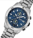 Hugo Boss Vela Chronograph Diver Blue Dial Silver Steel Strap Watch for Men - 1513775 Buy Now By Hugo Boss