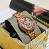 Fossil Rye Automatic Skeleton Rose Gold Dial Rose Gold Steel Strap Watch for Women - BQ3754 Buy Now By Fossil