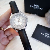 Coach Boyfriend Silver Dial Black Leather Strap Watch for Women - 14503152 Buy Now By Coach