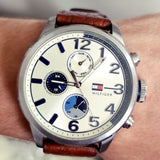 Tommy Hilfiger Jackson Multi-Function Silver Dial Brown Leather Strap Watch for Men - 1791239 Buy Now By Tommy Hilfiger