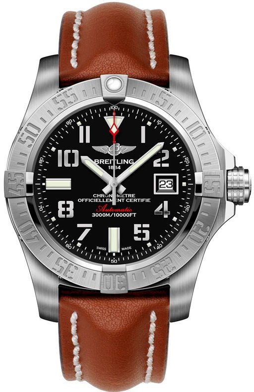 Breitling Avenger II Seawolf Stainless Steel 45mm Volcano Black Leather Strap Mens Watch - A1733110/BC31/434X Buy Now By Breitling