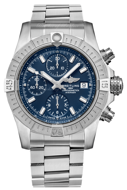 Breitling Avenger Chronograph 45mm Blue Dial Silver Steel Strap Watch for Men - A13317101C1A1 Buy Now By Breitling