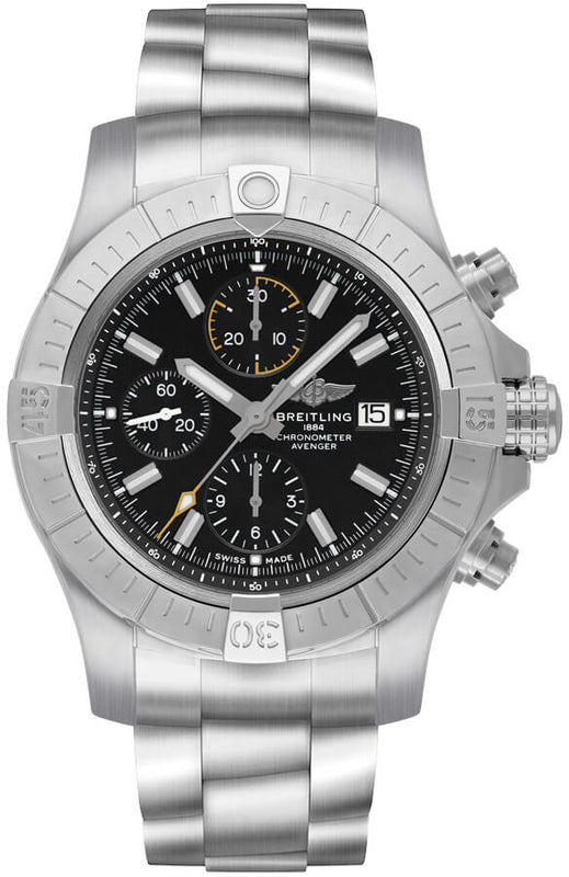 Breitling Avenger Chronograph 45mm Black Dial Silver Steel Strap Watch for Men - A13317101B1A1 Buy Now By Breitling