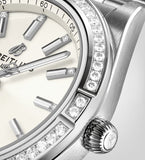 Breitling Chronomat Automatic 36 Diamonds White Dial Silver Steel Strap Watch for Women - A10380591A1A1 Buy Now By Breitling