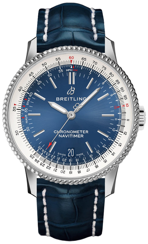 Breitling Navitimer Automatic 38mm Blue Dial Blue Leather Strap Mens Watch - A17325211C1P1 Buy Now By Breitling