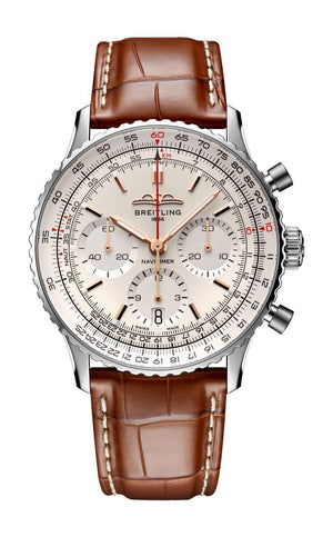 Breitling Navitimer B01 Chronograph 41 White Dial Brown Leather Strap Watch for Men - AB0139211G1P1 Buy Now By Breitling