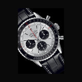 Breitling Navitimer B01 Chronograph 43 Silver Dial Black Leather Strap Watch for Men - AB0138241G1P1 Buy Now By Breitling