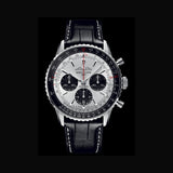 Breitling Navitimer B01 Chronograph 43 Silver Dial Black Leather Strap Watch for Men - AB0138241G1P1 Buy Now By Breitling