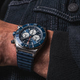 Breitling Super Chronomat B01 44 Blue Dial Blue Rubber Strap Watch for Men - AB0136161C1S1 Buy Now By Breitling