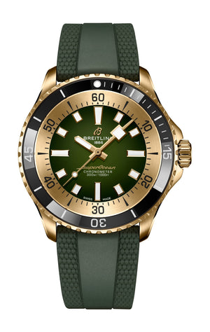 Breitling Superocean Automatic 42 Green Dial Green Rubber Strap Watch for Men - N17375201L1S1 Buy Now By Breitling