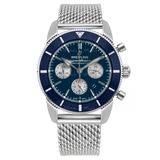Breitling Superocean Heritage B01 Chronograph 44 Blue Dial Silver Mesh Bracelet Watch for Men - AB0162161C1A1 Buy Now By Breitling