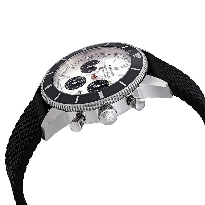 Breitling Superocean Heritage B01 Chronograph 44 Silver Dial Black Mesh Bracelet Watch for Men - AB0162121G1S1 Buy Now By Breitling