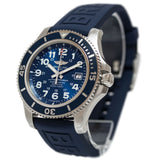 Breitling Superocean II 44mm Blue Dial Blue Rubber Strap Watch for Men - A17392D8/C910/158S/A20SS.1 Buy Now By Breitling