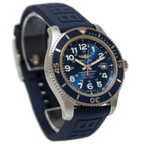 Breitling Superocean II 44mm Blue Dial Blue Rubber Strap Watch for Men - A17392D8/C910/158S/A20SS.1 Buy Now By Breitling