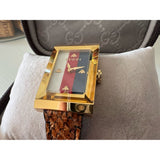Gucci G-Frame Mother of Pearl Dial Brown Leather Snakeskin Strap Watch For Women - YA147402 Buy Now By Gucci