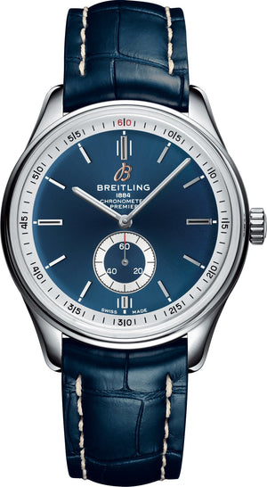 Breitling Premier Automatic 40mm Blue Dial Blue Leather Strap Mens Watch - A37340351C1P2 Buy Now By Breitling