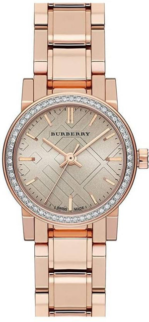 Burberry The City Diamonds Rose Dial Rose Gold Steel Strap Watch for Women - BU9225 Buy Now By Burberry