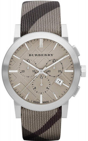 Burberry The City Smoke Dial Checked Brown Leather Strap Watch for Men - BU9358 Buy Now By Burberry