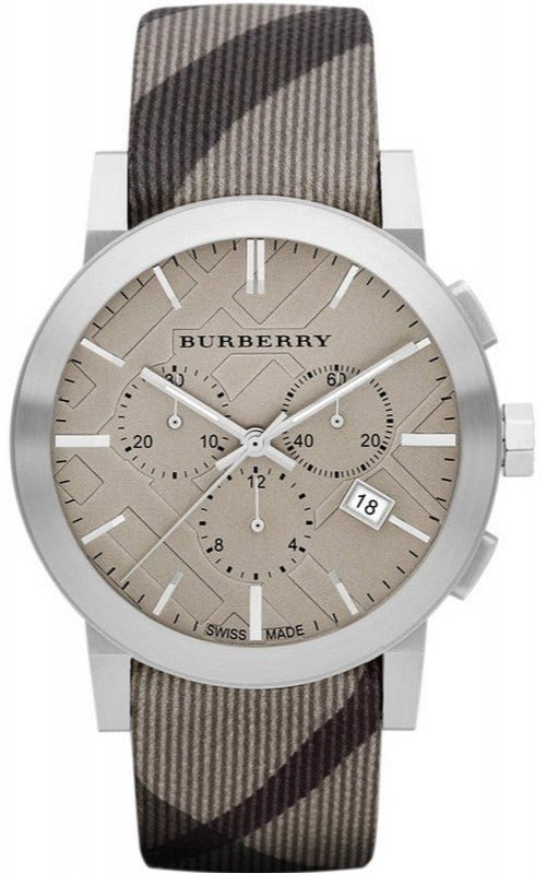 Burberry The City Smoke Dial Checked Brown Leather Strap Watch for Men - BU9358 Buy Now By Burberry