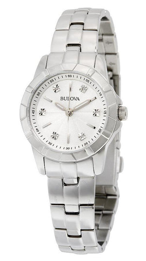 Bulova Classic Diamonds Silver Dial Silver Steel Strap Watch for Women - 96P121 Buy Now By Bulova