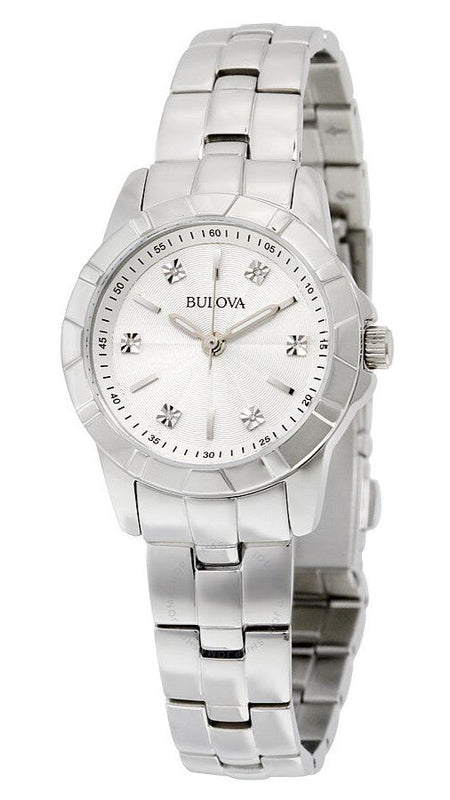 Bulova Classic Diamonds Silver Dial Silver Steel Strap Watch for Women - 96P121 Buy Now By Bulova