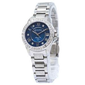 Bulova Marine Star Blue Dial Silver Steel Strap Watch for Women - 96R215 Buy Now By Bulova