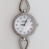 Bulova Crystals Quartz Mother of Pearl Dial Silver Steel Strap Watch for Women - 96X129 Buy Now By Bulova