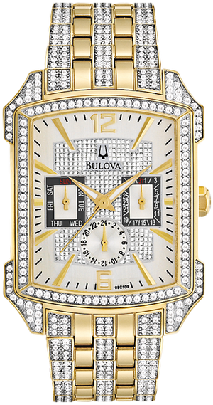 Bulova Crystal Chronograph White Dial Two Tone Steel Strap Watch for Men - 98C109 Buy Now By Bulova