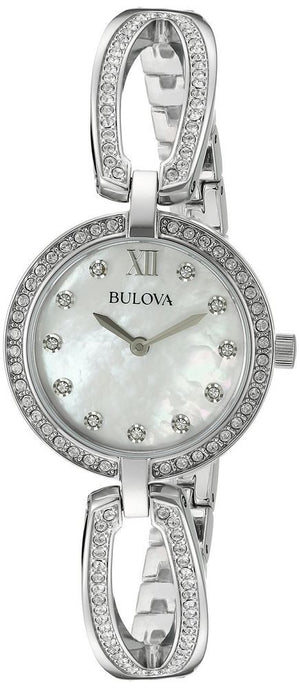 Bulova Crystal Collection Mother of Pearl Dial Silver Steel Strap Watch for Women - 96L223 Buy Now By Bulova