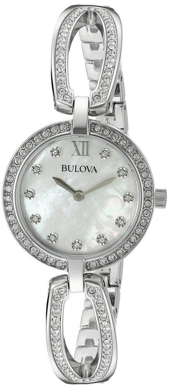 Bulova Crystal Collection Mother of Pearl Dial Silver Steel Strap Watch for Women - 96L223 Buy Now By Bulova