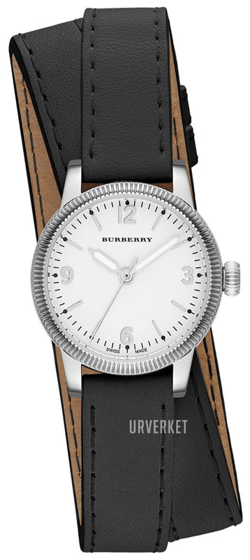 Burberry Utilitarian White Dial Black Leather Strap Watch for Women - BU7845 Buy Now By Burberry