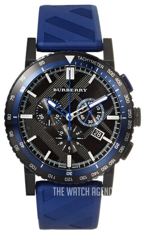 Burberry The City Sport Chronograph Black Dial Blue Rubber Strap Watch For Men - BU9807 Buy Now By Burberry