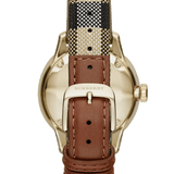 Burberry The Classic Round Gold Dial Brown Leather Strap Unisex Watch - BU10001 Buy Now By Burberry