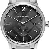 Burberry The Classic Round Black Dial Silver Steel Strap Watch for Men - BU10005 Buy Now By Burberry